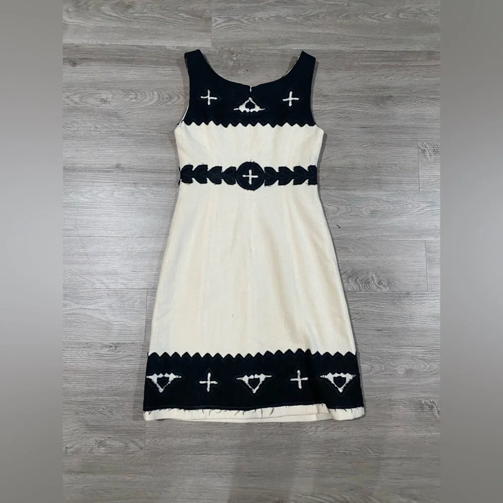 Tory Burch Wool Cream And Black Dress Midi‎ Knee Length